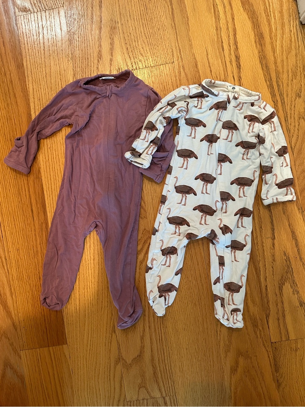 Two Kate Quinn 0-3 month footie pajamas